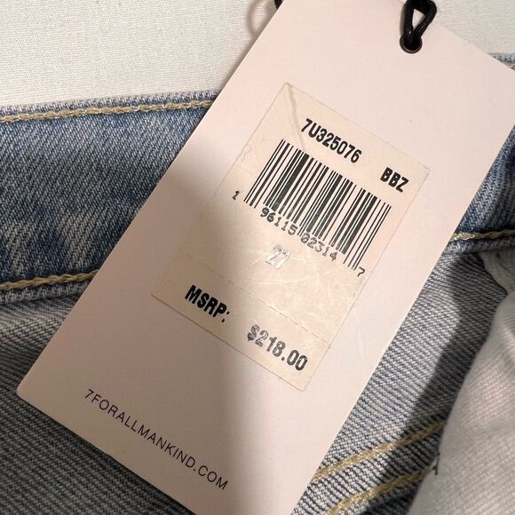 7 For All Mankind High Rise Crop Distressed Denim Jeans New Size 27 - Picture 11 of 11